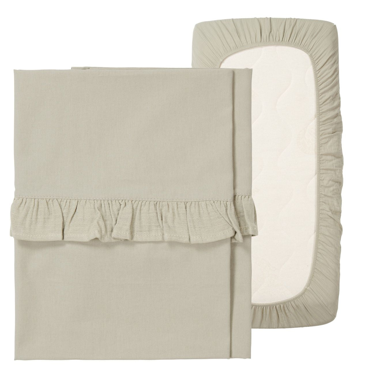 Koeka Flat Sheet And Fitted Sheet Set - Ruffle Faro  - Hola BB