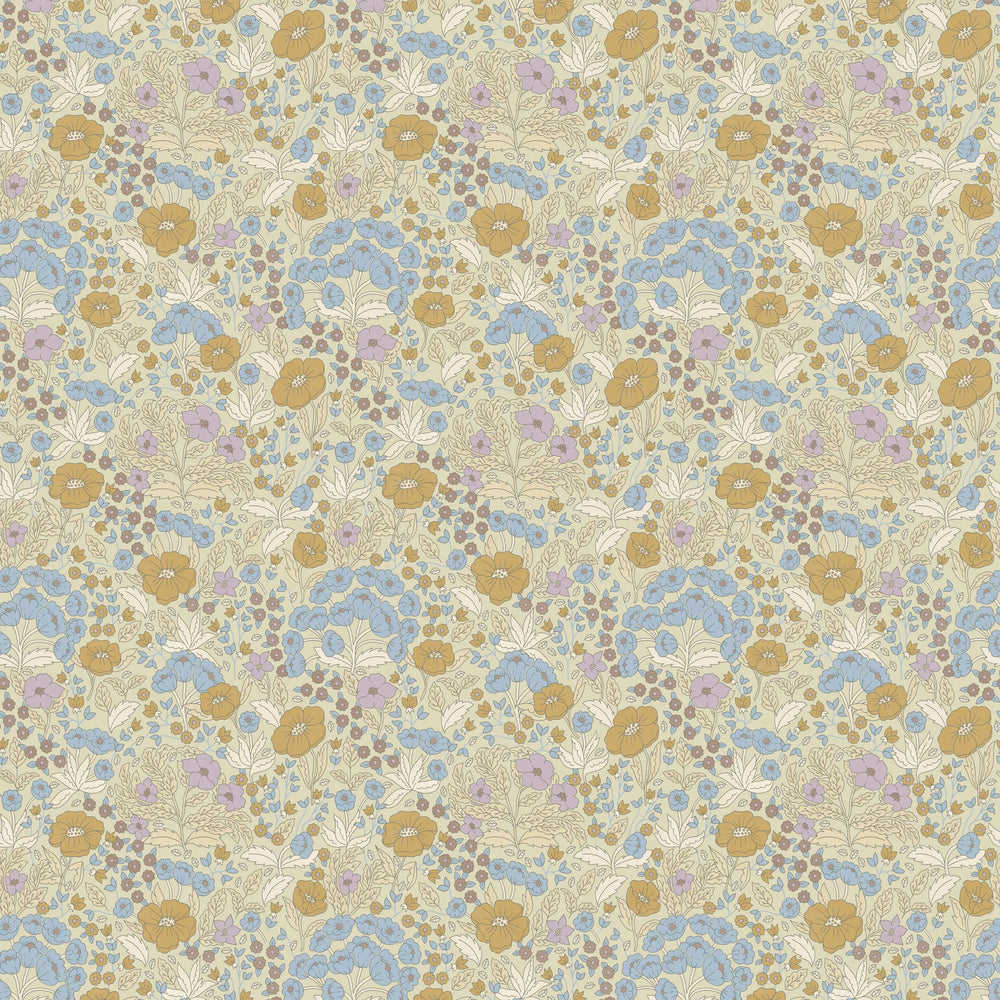Summer Gray Doris Wallpaper Doris Lilac and Mustard - Hola BB