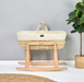 The Little Green Sheep Quilted Moses Basket and Rocking Stand Bundle Linen Rice - Hola BB